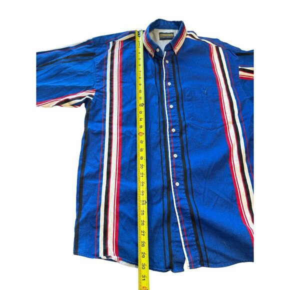 Vtg Panhandle Slim Shirt Mens Large Blue Red Striped Plaid Western USA |W1 - Picture 4 of 5